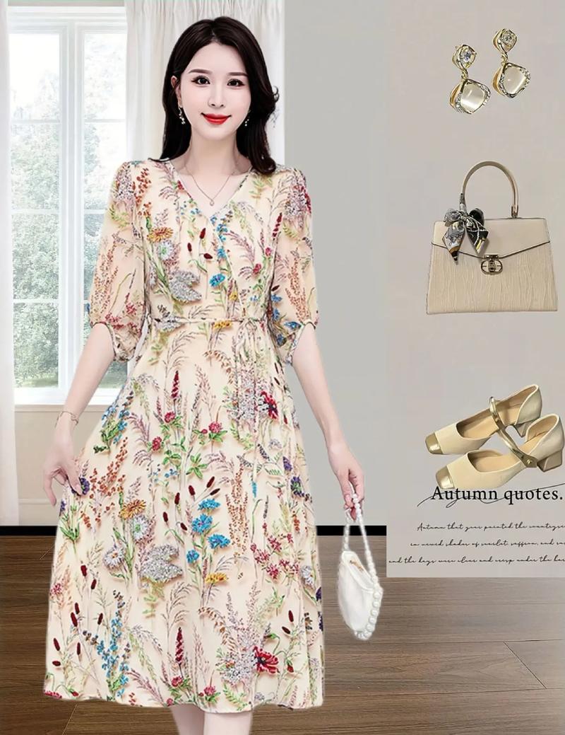 H&M碎花雪纺连衣裙